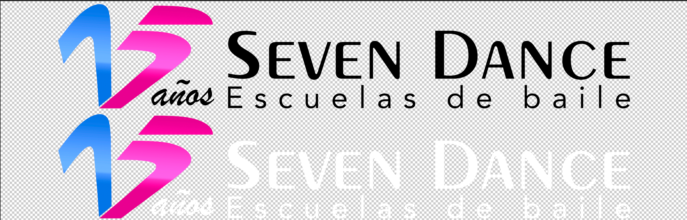 Logo horizontal 15 aniversario Seven Dance escuelas de baile
